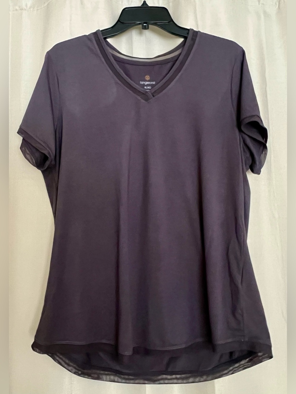 Tangerine Women’s XL Purple Mesh Trim V Neck Short Sleeve Active Top